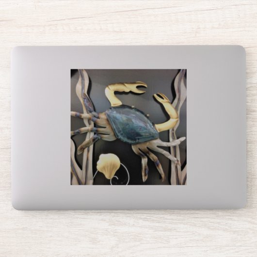 Metalen kunst met blauwe krab sticker (Computer)