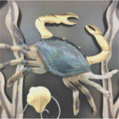 Metalen kunst met blauwe krab sticker (Voorkant)
