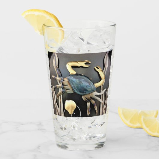 Metalen kunst van de blauwe krab oceaan glas (Voorkant ijs)