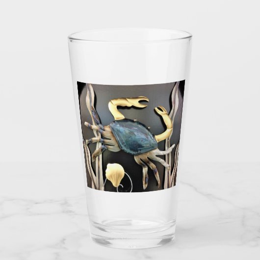 Metalen kunst van de blauwe krab oceaan glas (Voorkant)