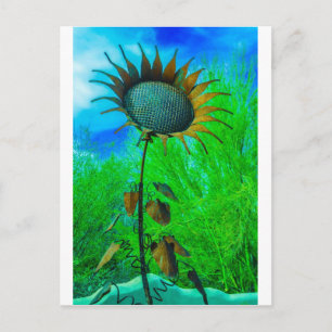 Metalen kunst Zonnebloem Kleurrijke achtergrond Briefkaart