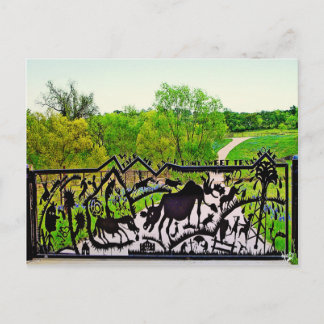 Metalen kunstpoort op wilde stadslijn, TX Briefkaart