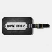 Metalen Label op zwarte leisteen rock Bagagelabel (Voorkant horizontaal)