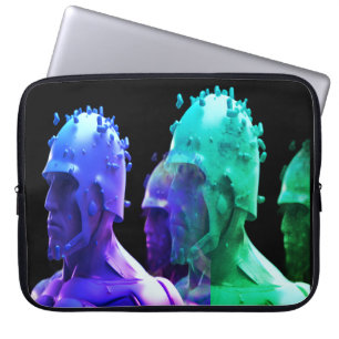 Metalen leger mannen storing op laptop elektronica sleeve