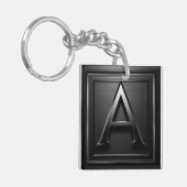 ⚫ Metalen Letter A Monogram Embleem Ontwerp ⚫ Sleutelhanger (Voorkant Links)