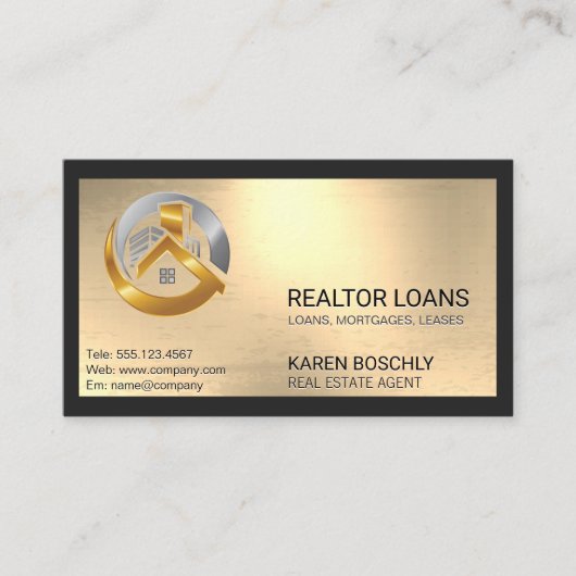 Metalen Logo Onroerend Goed Visitekaartje (Voorkant)