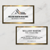 Metalen logo voor onroerend goed | Gouden frame Visitekaartje (Voorkant / Achterkant)