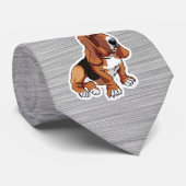 Metalen look; Basset Hound Stropdas (Opgerold)