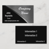 Metalen look Cool Silver en Black Visitekaartjes (Voorkant / Achterkant)