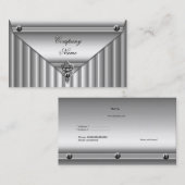 Metalen look Wit Zilver Elegant profiel Visitekaartje (Voorkant / Achterkant)