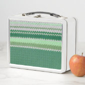 Metalen lunch box - Crochet Green en White Stripe (In situ)