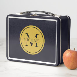 Metalen lunchbox met gepersonaliseerd monogram en