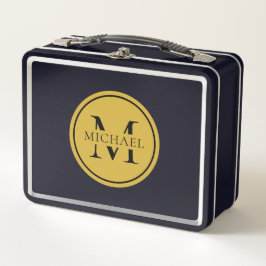 Metalen lunchbox met gepersonaliseerd monogram en 