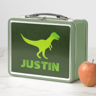 Metalen lunchbox met kinderprint van dinosauriërs