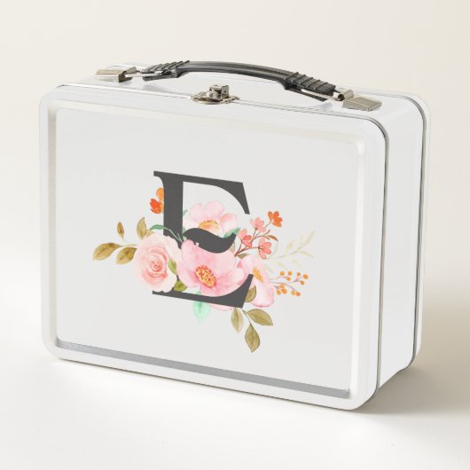Metalen lunchbox met letter E (Voorkant)