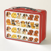 Metalen lunchbox met puppy patroon (Achterkant)