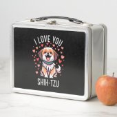 Metalen lunchbox - met tekening I love shih-tzu (In situ)
