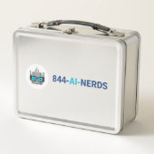 Metalen Lunchbox: Pak je Tech in met 844-AI-NERDS (Voorkant)
