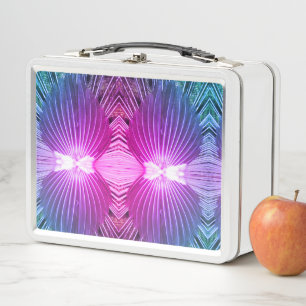 Metalen lunchbox - Roze pauwenveren