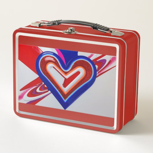 Metalen lunchbox. Schattige Heart Design lunchbox (Voorkant)
