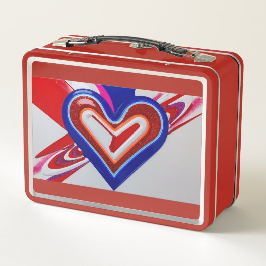 Metalen lunchbox. Schattige Heart Design lunchbox (Achterkant)