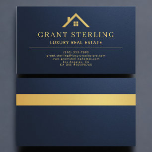 Metalen Luxe Vastgoedmakelaar Navy Blauwe Goud Visitekaartje