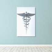 Metalen medische kaduceus canvas afdruk (Insitu (Houten vloer))
