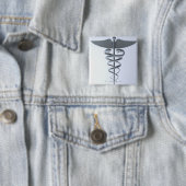 Metalen medische kaduceus vierkante button 5,1 cm (In situ)