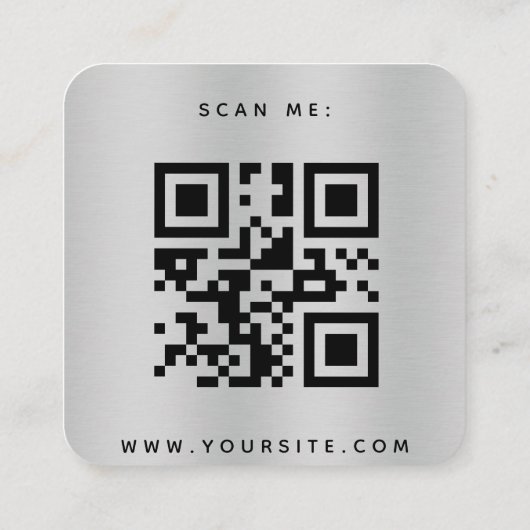 Metalen metallische QR-code Bindend RSVP Informatiekaartje (Achterkant)