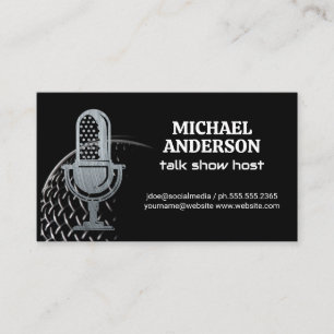 Metalen microfoon-Logo   Podcast Host Visitekaartj Visitekaartje