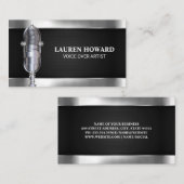 Metalen microfoon | Visitekaartje met zwarte mazen (Voorkant / Achterkant)