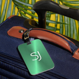 Metalen monogram groen glanzend bagagelabel