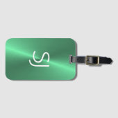 Metalen monogram groen glanzend bagagelabel (Voorkant (horizontaal))