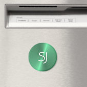 Metalen monogram groen glanzend magneet (Insitu (Vaatwasser))
