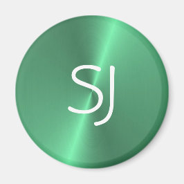 Metalen monogram groen glanzend magneet