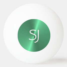 Metalen monogram groen glanzend pingpongbal
