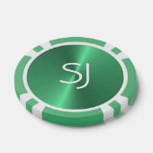 Metalen monogram groen glanzend poker chips (Enkel)