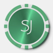 Metalen monogram groen glanzend poker chips (Voorkant)