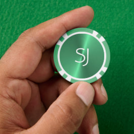 Metalen monogram groen glanzend poker chips
