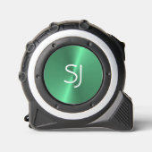 Metalen monogram groen glanzend rolmaat (Voorkant)