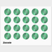 Metalen monogram groen glanzend ronde sticker (Vel)