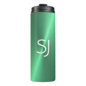 Metalen monogram groen glanzend thermosbeker (Voorkant)