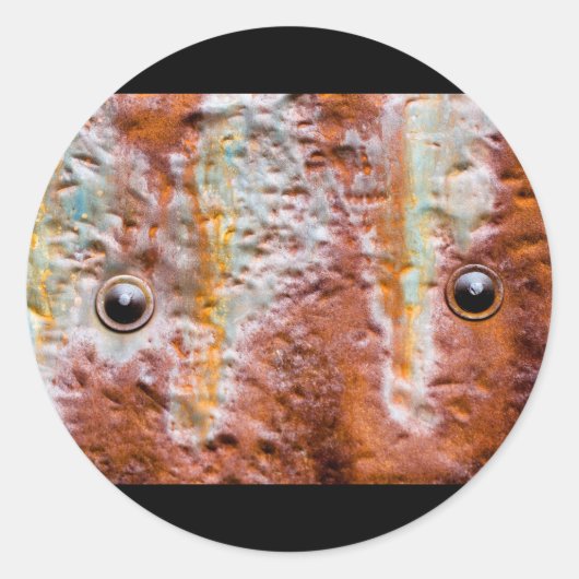 metalen ogen roest ronde sticker (Voorkant)