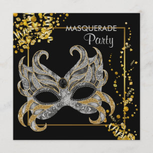 Metalen papier zilver goud masquerade feest kaart