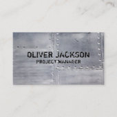 Metalen platen aan elkaar geklonken visitekaartje (Voorkant)