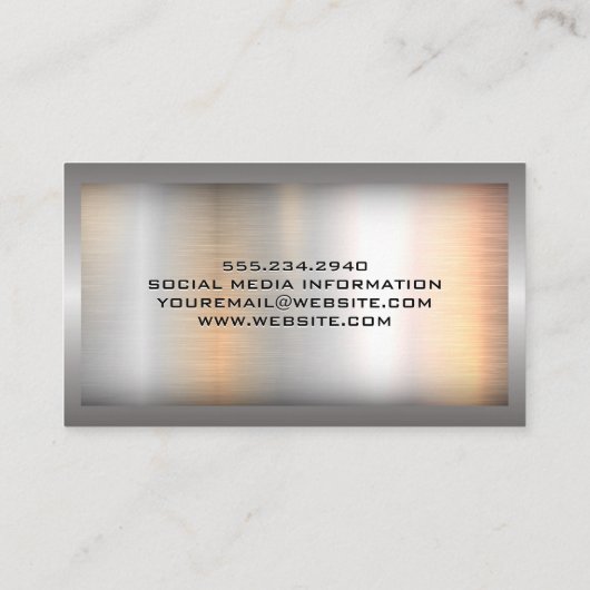 Metalen rand | Metalen geborstelde achtergrond Visitekaartje (Achterkant)