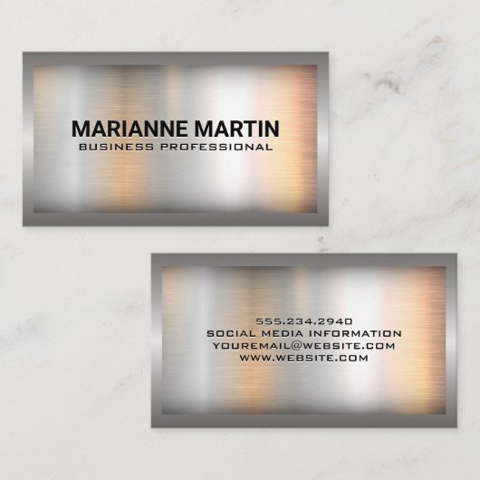 Metalen rand | Metalen geborstelde achtergrond Visitekaartje (Voorkant / Achterkant)