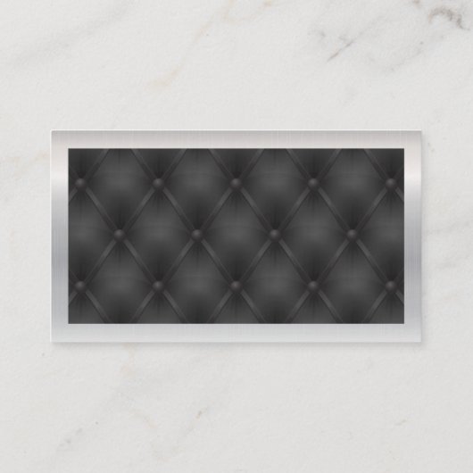 metalen rand | Zwarte gestoffeerde achtergrond Visitekaartje (Achterkant)