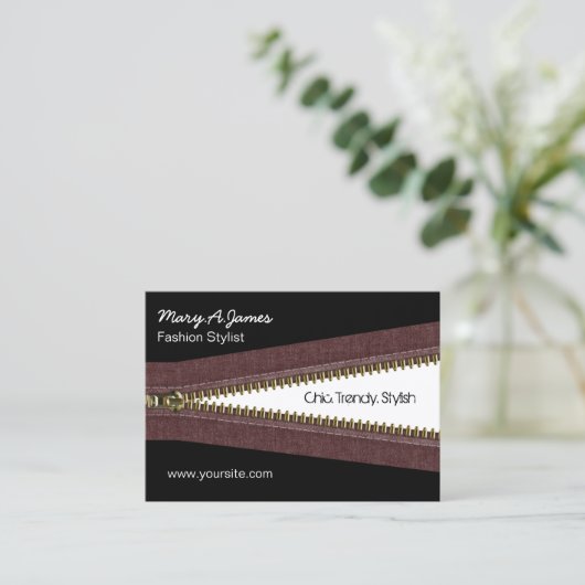 Metalen rits mode visitekaartje (Staand voorkant)