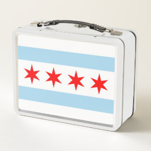 Metalen Roestvrij Lunchbox met vlag van Chicago